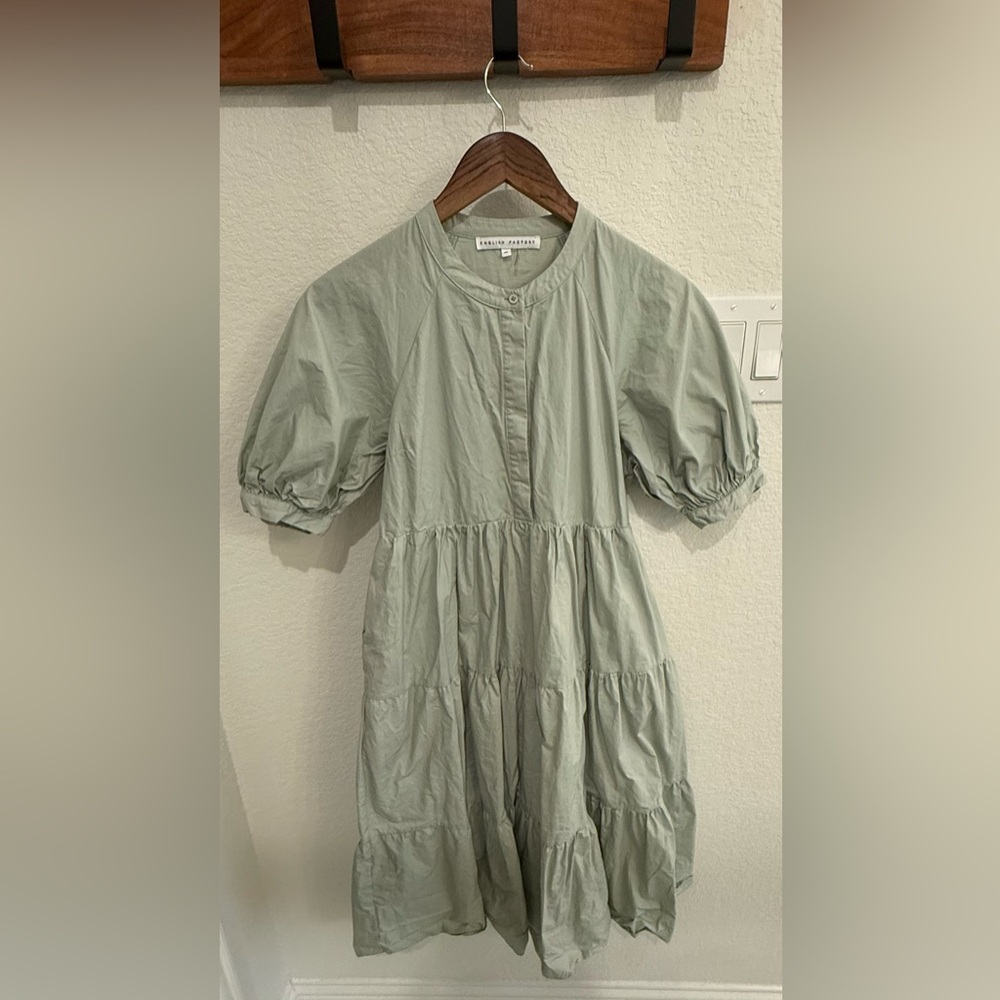 English Factory short puff sleeve midi dress with pockets